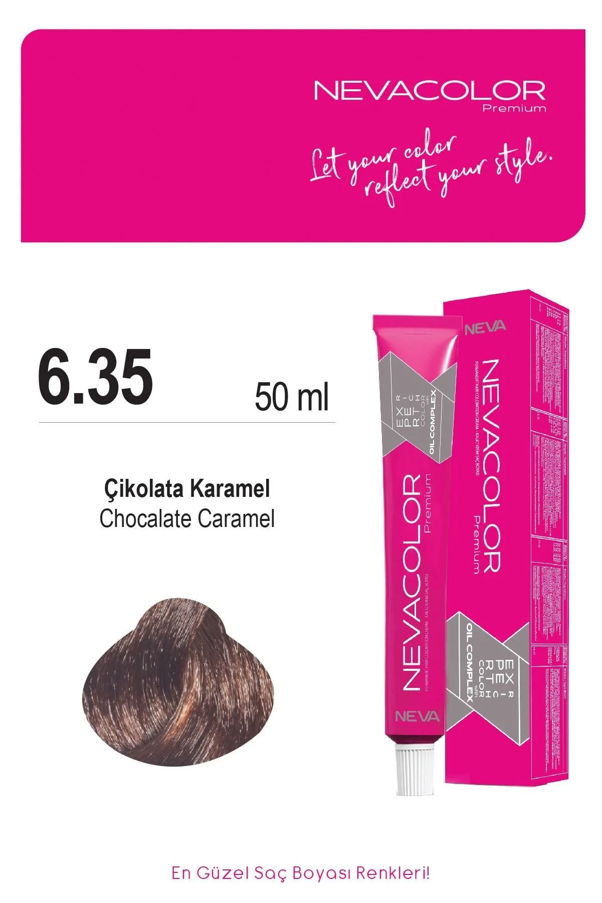 Neva Color Tüp Saç Boyası 6.35 Çikolata Karamel 50 ml