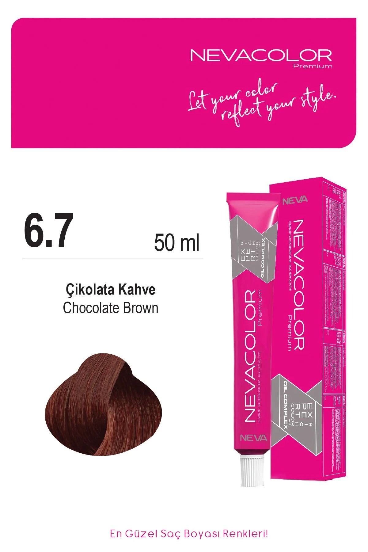 Neva Color Tüp Saç Boyası 6.7 Çikolata Kahve 50 ml