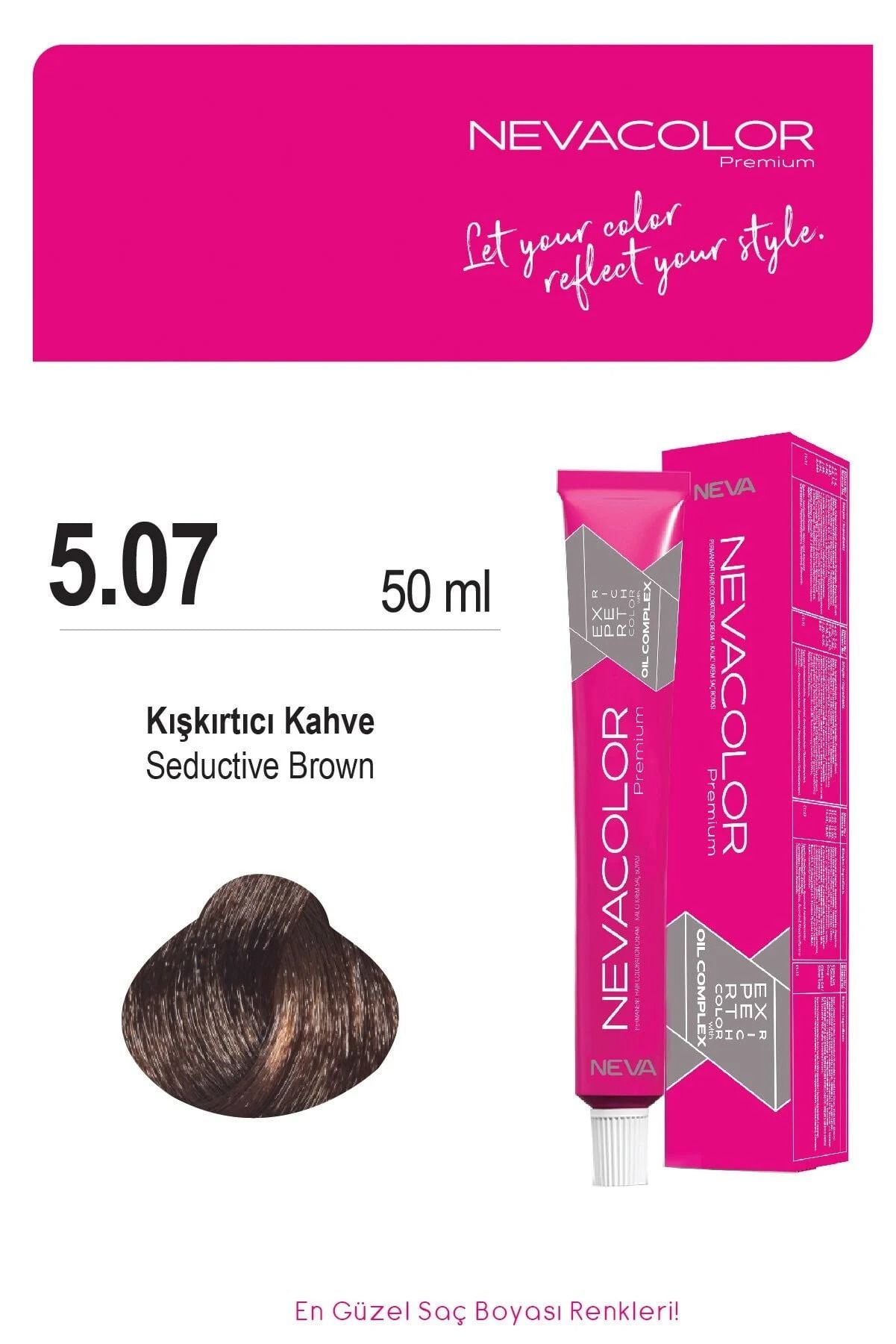 Neva Color Tüp Saç Boyası 5.07 Kışkırtıcı Kahve 50 ml