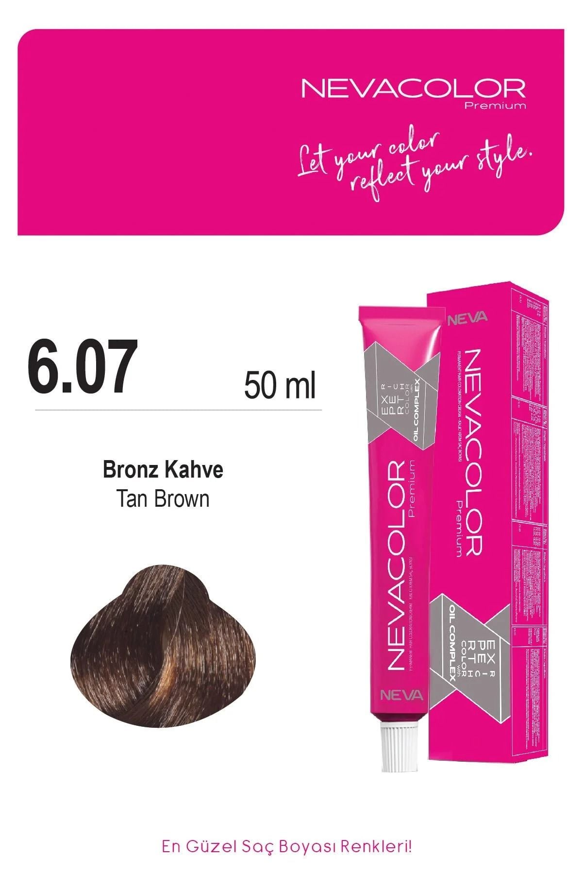 Neva Color Tüp Saç Boyası 6.07 Bronz Kahve 50 ml