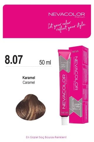 Neva Color Tüp Saç Boyası 8.07 Karamel 50 ml
