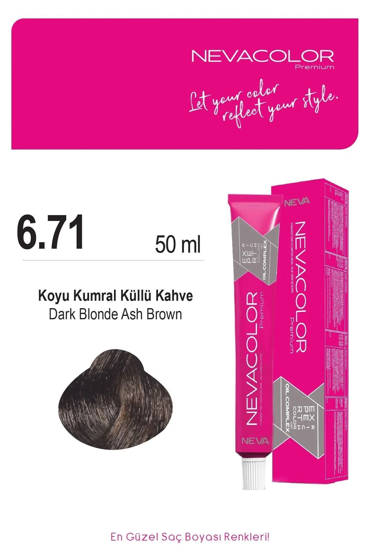 Neva Color Tüp Saç Boyası 6.71 Koyu Kumral Küllü Kahve