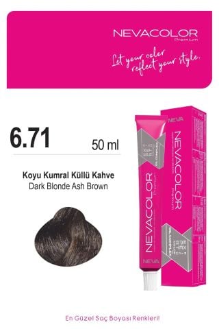 Neva Color Tüp Saç Boyası 6.71 Koyu Kumral Küllü Kahve