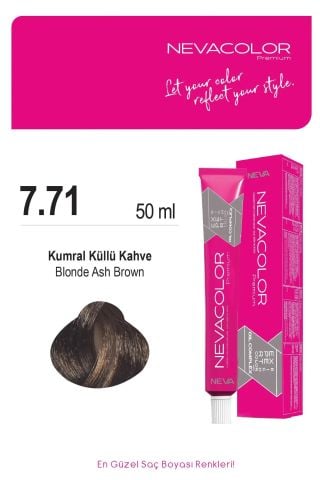 Neva Color Tüp Saç Boyası 7.71 Kumral Küllü Kahve 50 ml