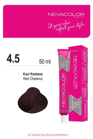 Neva Color Tüp Saç Boyası 4.5 Kızıl Kestane 50 ml