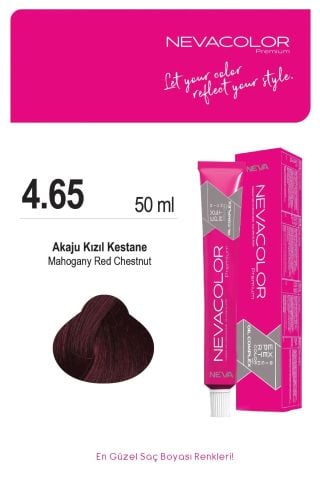 Neva Color Tüp Saç Boyası 4.65 Akaju Kızıl Kestane 50 ml