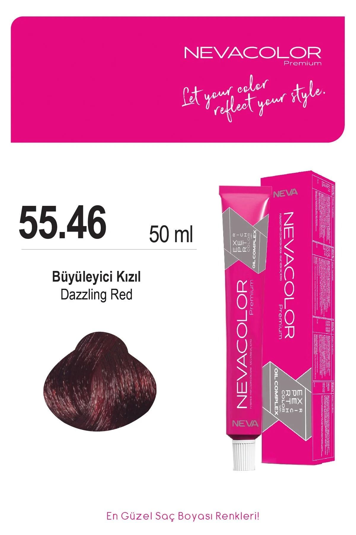 Neva Color Tüp Saç Boyası 55.46 Büyüleyici Kızıl 50 ml