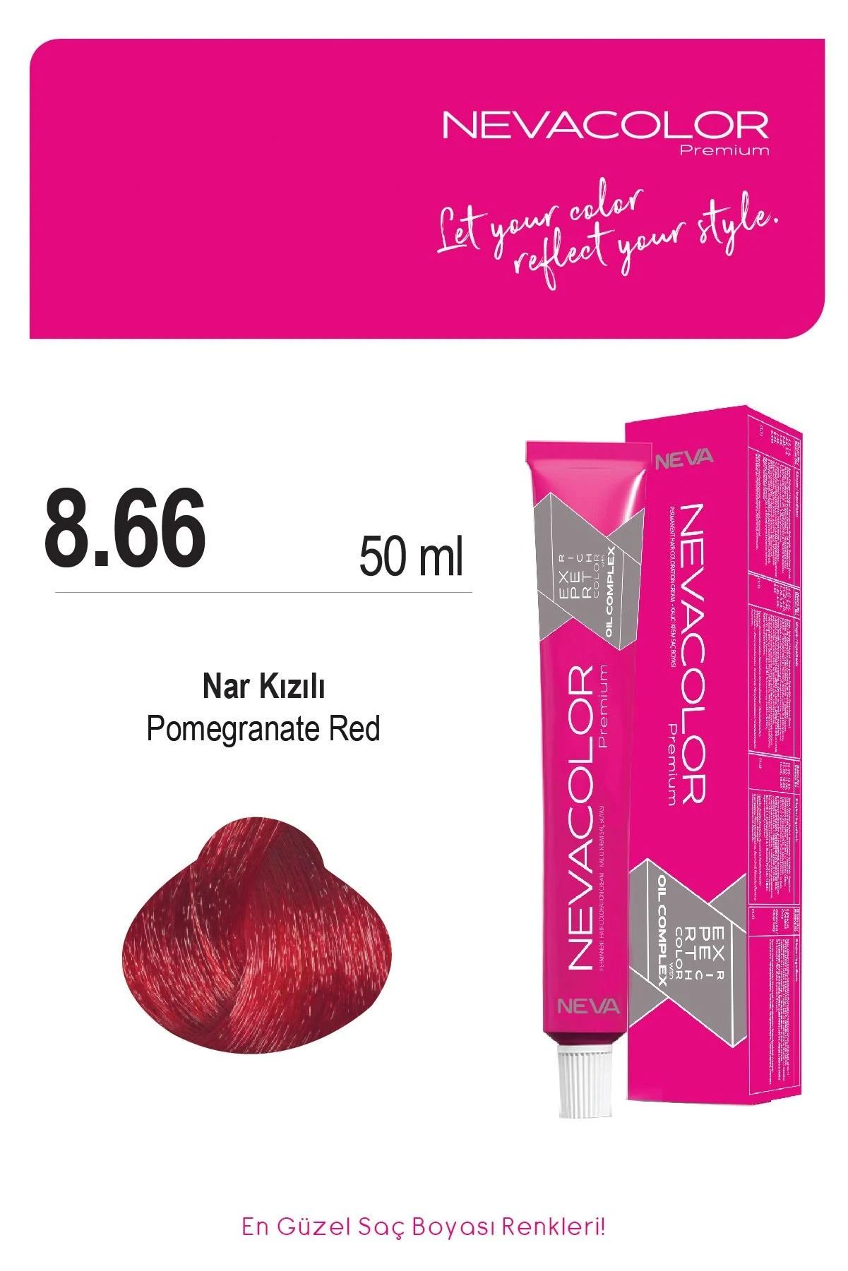 Neva Color Tüp Saç Boyası 8.66 Nar Kızılı
