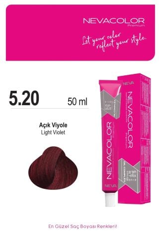Neva Color Tüp Saç Boyası 5.20 Açık Viyole 50 ml