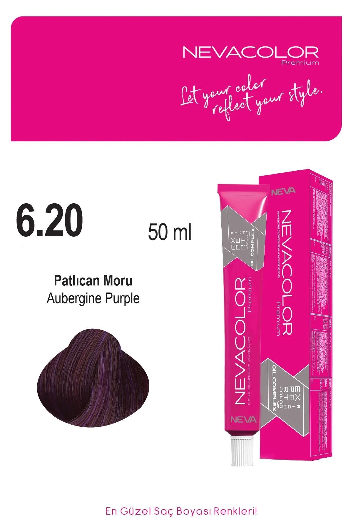 Neva Color Tüp Saç Boyası 6.20 Patlıcan Moru 50 ml