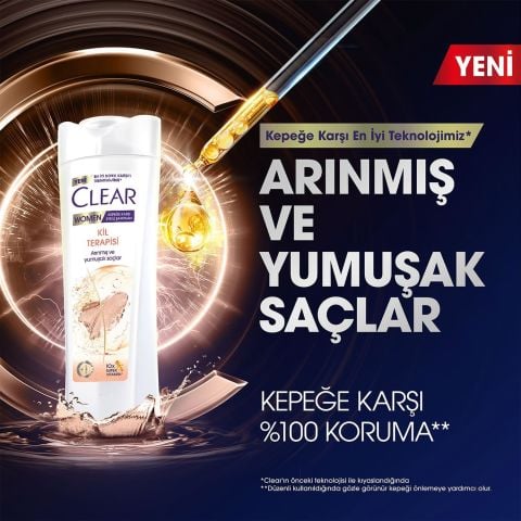 Clear Women Keğeğe Karşı Etkili Kil Terapisti Şampuan 350ml