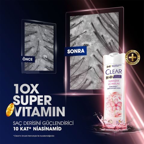 Clear Women Yumuşak Parlak Kiraz Çiçeği Esansı & Keratin Kepeğe Karşı Şampuan 350ml