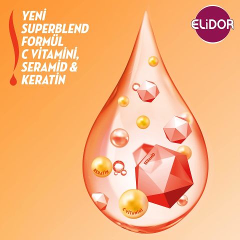 Elidor Superblend Saç Bakım Şampuanı Anında Onarıcı Bakım C Vitamini Keratin Seramid 500 ml