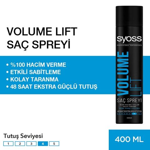 Syoss Saç Spreyi Volume Lıft Hacimlendirici Ekstra Güçlü Tutuş 400 Ml