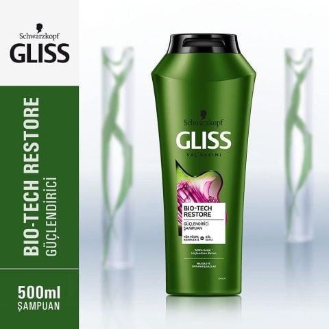 Gliss Bio-Tech Restore Güçlendirici Şampuan - Kök Hücre Kompleksi ve Gül Suyu ile 500 ml