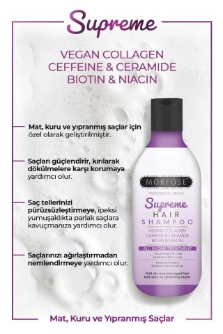 Morfose Supreme Vegan Collagen Caffeine İçeren Saç Şampuanı 300 ml