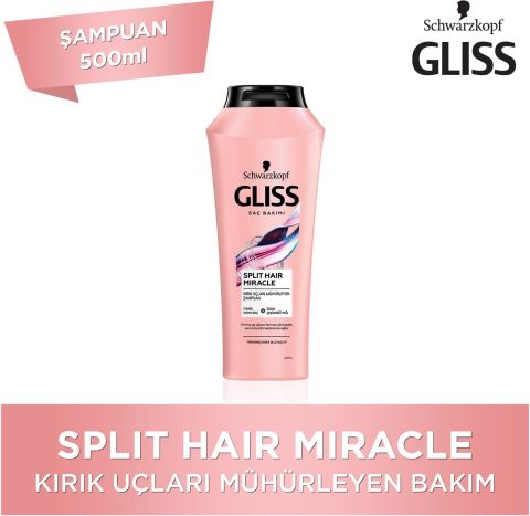 Gliss Split Hair Miracle Kırık Uçları Mühürleyen Şampuan - İyonik Kompleks ve Üzüm Çekirdeği Yağı ile 500 ml