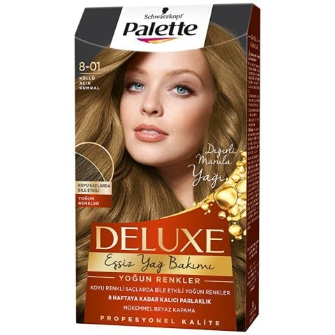 Palette Deluxe Eşsiz Yağ Bakımı Saç Boyası Küllü Açık Kumral 8-01
