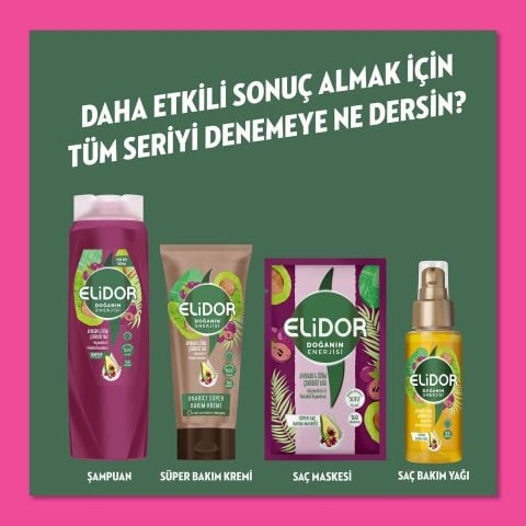 Elidor Doğanın Enerjisi Kalın ve Gür Avokado ve Üzüm Çekirdeği Yağı Bakım Kremi 350 ml