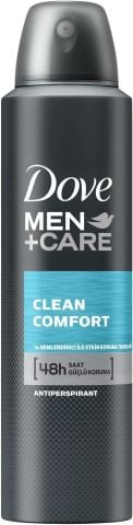 Dove Men Anti-Perspirant Sprey Deodorant Erkek Clean Comfort 48 Saat Güçlü Koruma (150 ml)