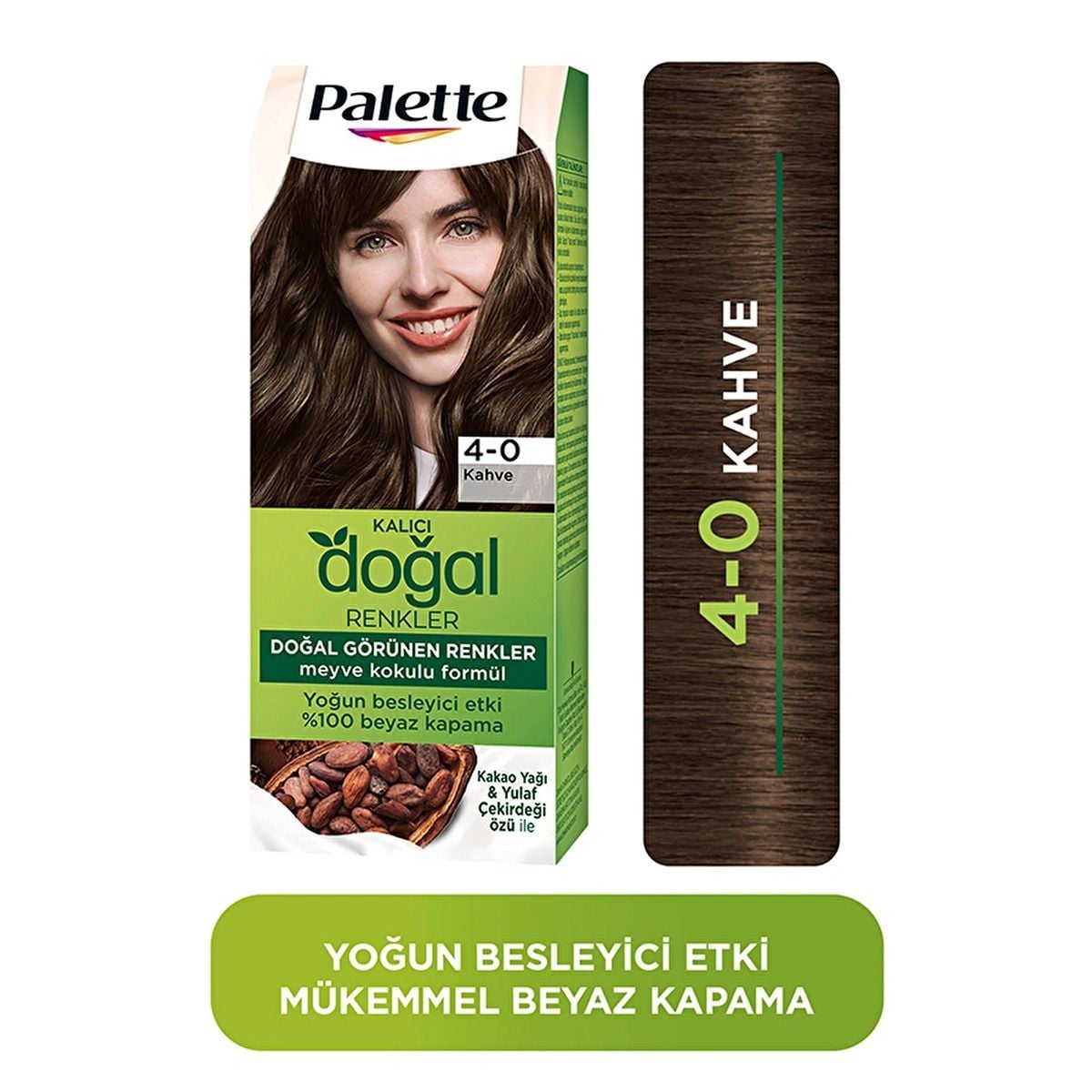 Palette Kalıcı Doğal Renkler Saç Boyası 4-0 Kahve