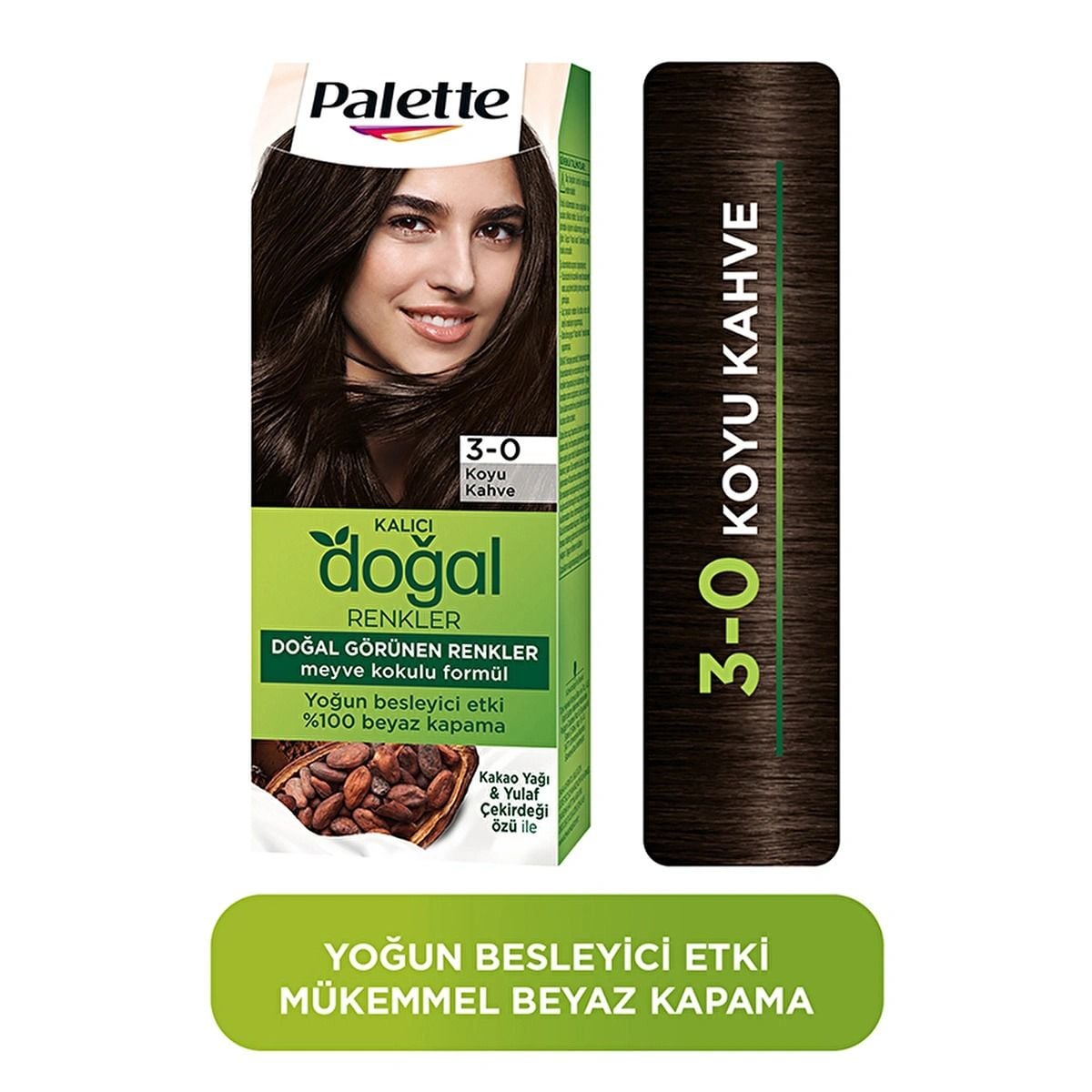 Palette Kalıcı Doğal Renkler Saç Boyası 3-0 Koyu Kahve