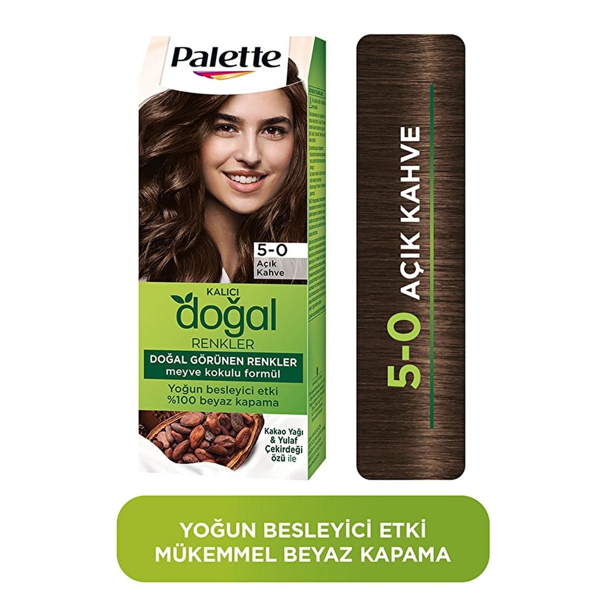 Palette Kalıcı Doğal Renkler Saç Boyası 5-0 Açık Kahve