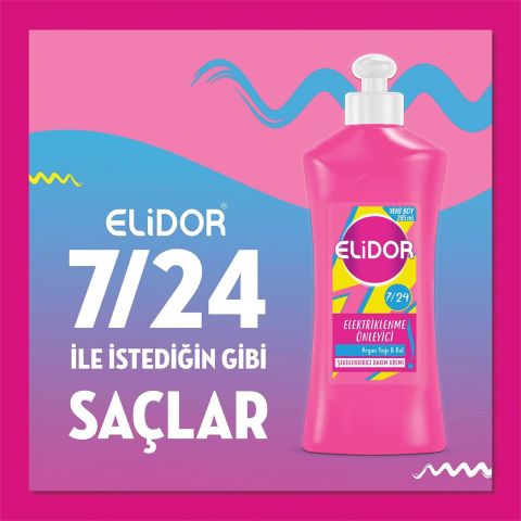 Elidor 7/24 Elektriklenme Önleyici Şekillendirici Saç Bakım Kremi Argan Yağı & Bal 265 Ml