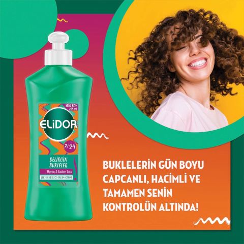 Elidor 7/24 Belirgin Bukleler Şekillendirici Saç Bakım Kremi Elastin & Badem Sütü 265 Ml