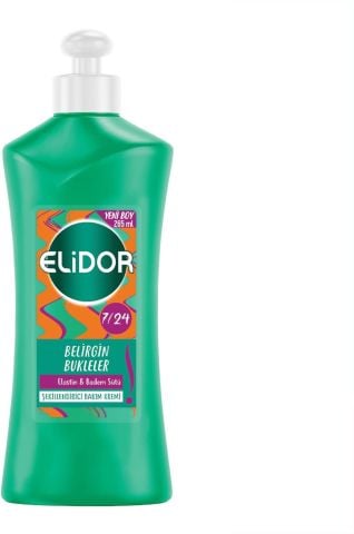 Elidor 7/24 Belirgin Bukleler Şekillendirici Saç Bakım Kremi Elastin & Badem Sütü 265 Ml