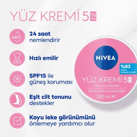 Nivea Yüz Kremi Nemlendirici 100 ml Eşit Cilt Tonu