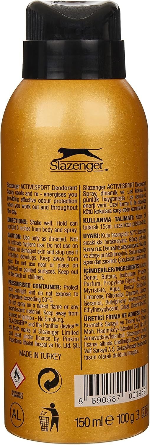 Slazenger Activesport Gold Erkek Deodorant Spray (150 ml)