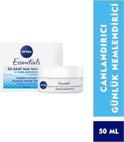 Nivea Essentials 24 Saat Nem + Canlandırıcı Gündüz Kremi 50 ml