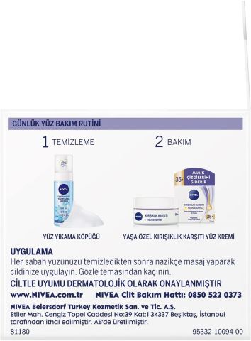 Nivea Kırışıklık Karşıtı + Nemlendirici 35+ Yaşa Özel Yüz Bakım Kremi