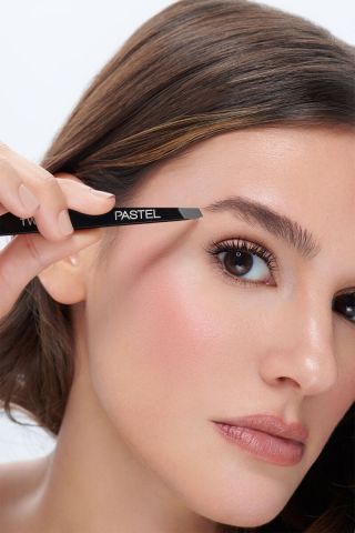 Pastel Single Tweezer With Brush 09 Eğik Uçlu Cımbız + Kaş Tarağı