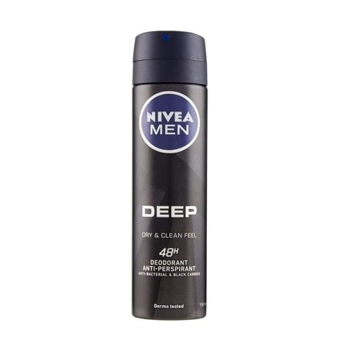Nivea Men Deep Black Carbon Darkwood Anti-Perspirant Spray Deodorant 150mL