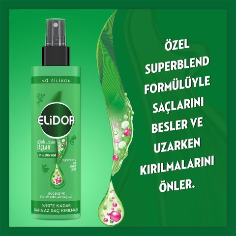 Elidor Superblend Sağlıklı Uzayan Saçlar Sıvı Saç Bakım Kremi Güçlendirici ve Besleyici Bakım 200 ml
