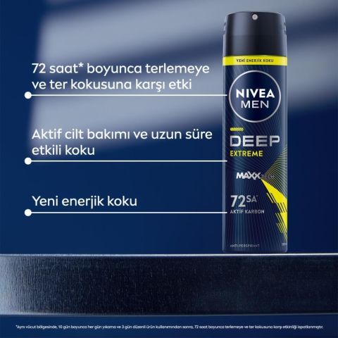 Nivea Men Deep Extreme Erkek Sprey Deodorant 150 Ml