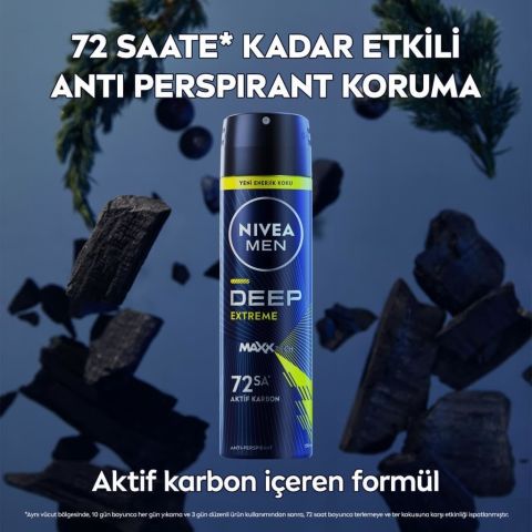 Nivea Men Deep Extreme Erkek Sprey Deodorant 150 Ml