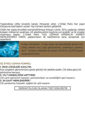 L'Oreal Paris Yaş Uzmanı 30+ Kırışıklık Karşıtı Nemlendirici Krem