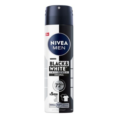 NIVEA MEN Black&White Invisible Original Erkek Sprey Deodorant 72 Saat Anti-perspirant 150ml