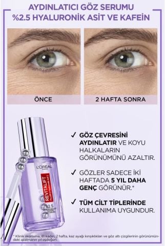 Loreal Paris Revitalift Filler Aydınlatıcı Göz Serumu 20 ml