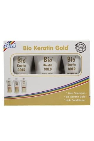 Bio Keratin Gold Brezilya Fönü 3'lü Set - Şampuan + Saç Kremi + Keratin