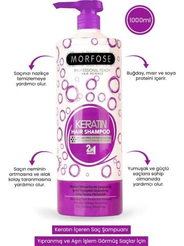 Morfose Keratin Saç Bakım Şampuanı 1000 ml Mor