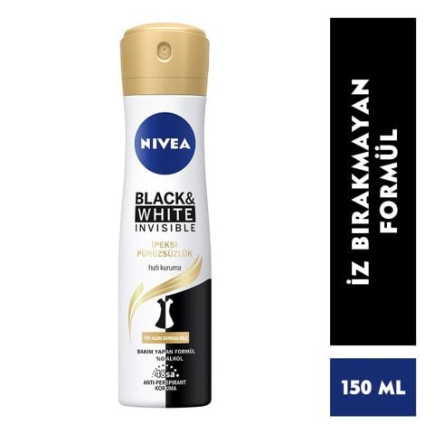 NIVEA Invisible Black&White Kadın Sprey Deodorant İpeksi Pürüzsüzlük 150 ml