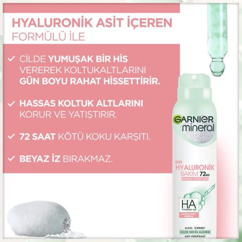 Garnier Mineral Hyaluronik Bakım Sprey Deodorant 150mL