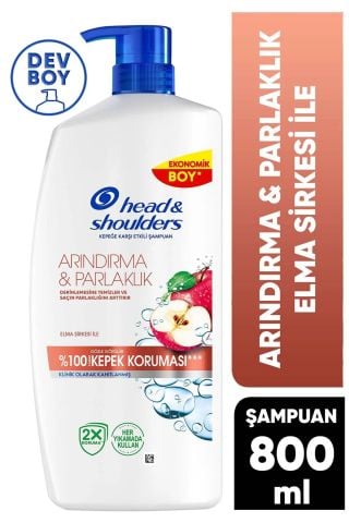 Head & Shoulders Arındırma ve Parlaklık Elma Sirkeli Şampuan Ekonomik Boy 800 Ml