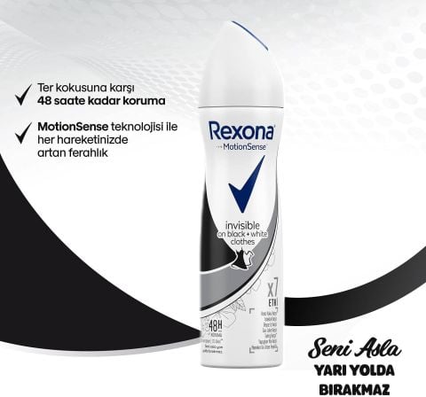 Rexona Invisible Black White Anti-Perspirant Kadın Sprey Deodorant 150ml