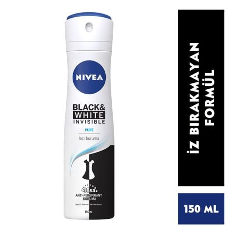 NIVEA Black&White Invisible Pure Kadın Sprey Deodorant 150ml