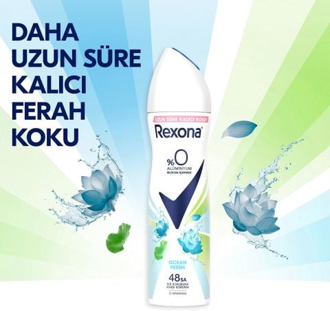 Rexona Ocean Fresh Kadın Sprey Deodorant %0 Alüminyum 48 Saat Koruma 150ml